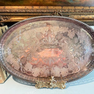 Vintage Viners of Sheffield Silver Plated on Copper Engraved Serving Tray - Chancel Choir