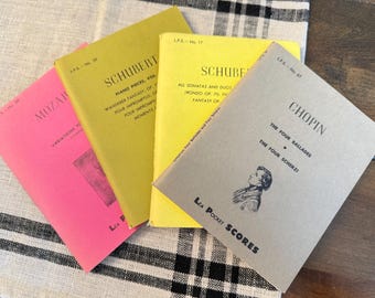 Vintage Mid Century Music Scores Set by Lea Pocket Books - Mozart - Schubert - Chopin - Paino Sheet Music
