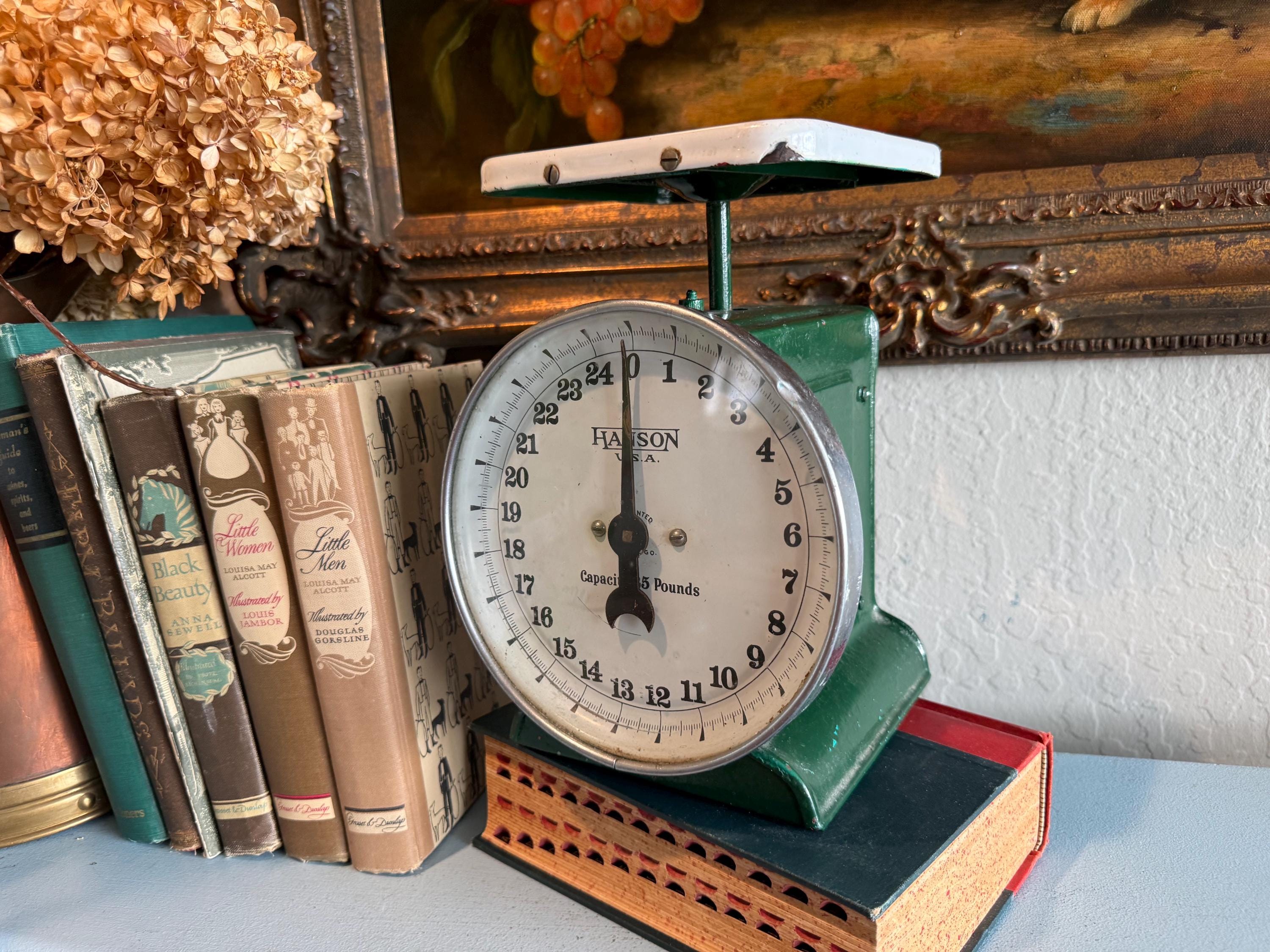 Vintage Hanson Green Metal 25 LB Kitchen Scale - Etsy