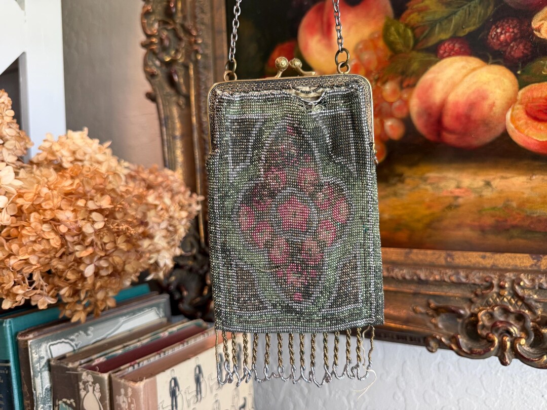 Antique 1920s French Art Deco Metal Micro Bead Fringe Purse - Etsy