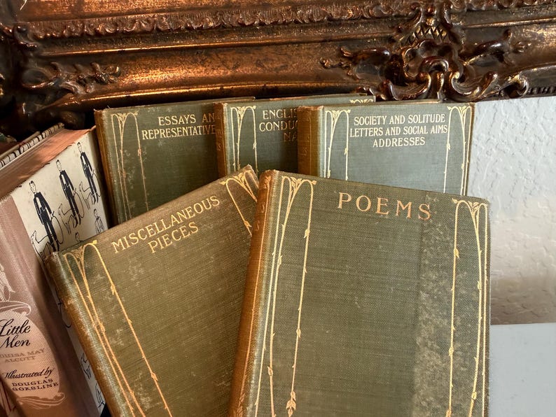 Antique Emerson Works Five Volume Hardcover Book Set by Ralph Waldo Emerson - Pocket Edition image 3