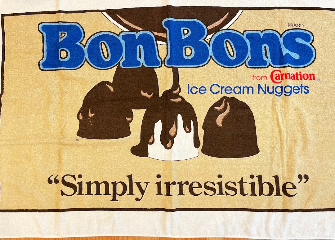 Vintage Bon Bons Ice Cream Nugget Carnation Collectible Beach Towel