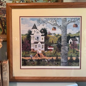 Vintage Jane Wooster Scott Large Framed Signed Lithograph Print - Miss Kitty&#39;s Cats