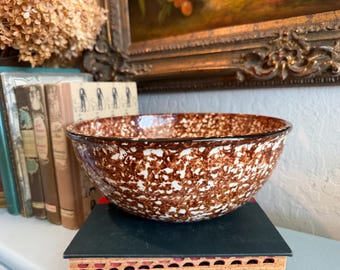 Vintage 1970s Stangl Brown Spongeware Large Serving Bowl - Town & Country