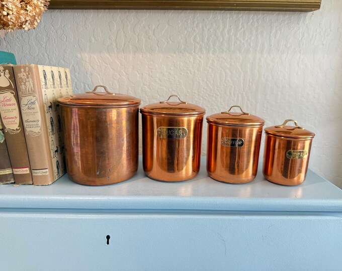 Nesting Kitchen Items Vintage Copper Metal Nesting Kitchen Canisters - Set of 4 - Etsy