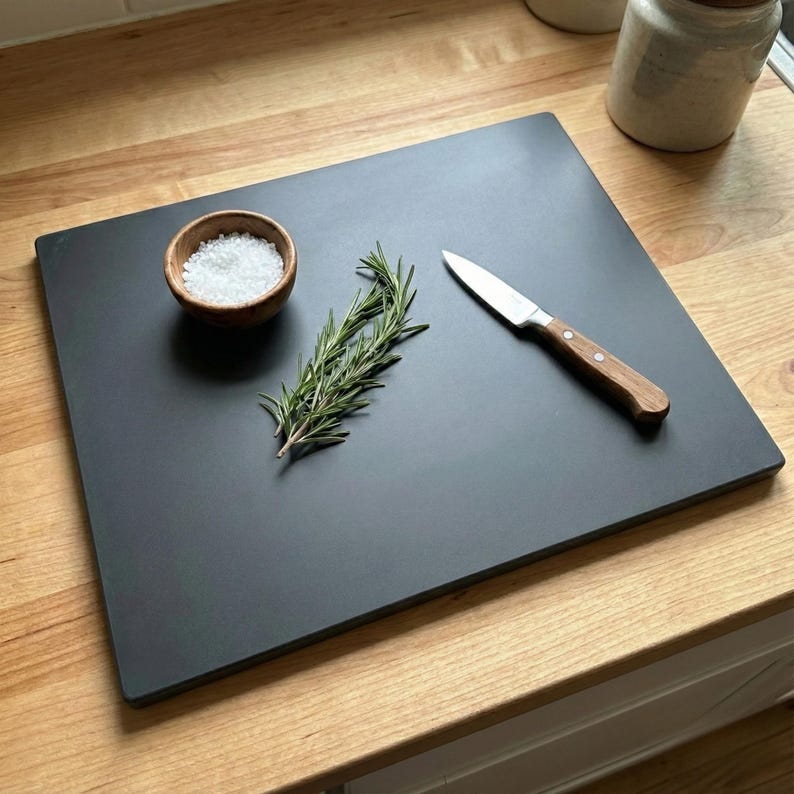 Large Solid Surface Cutting Board 15x18 | Dark Smooth Prep Board | Modern Kitchen Essential & Pastry Mat