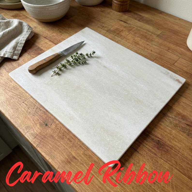 Large Solid Surface Cutting Board Chef Station Food Prep Surface Durable Design Modern Kitchen 15x18 Caramel Ribbon
