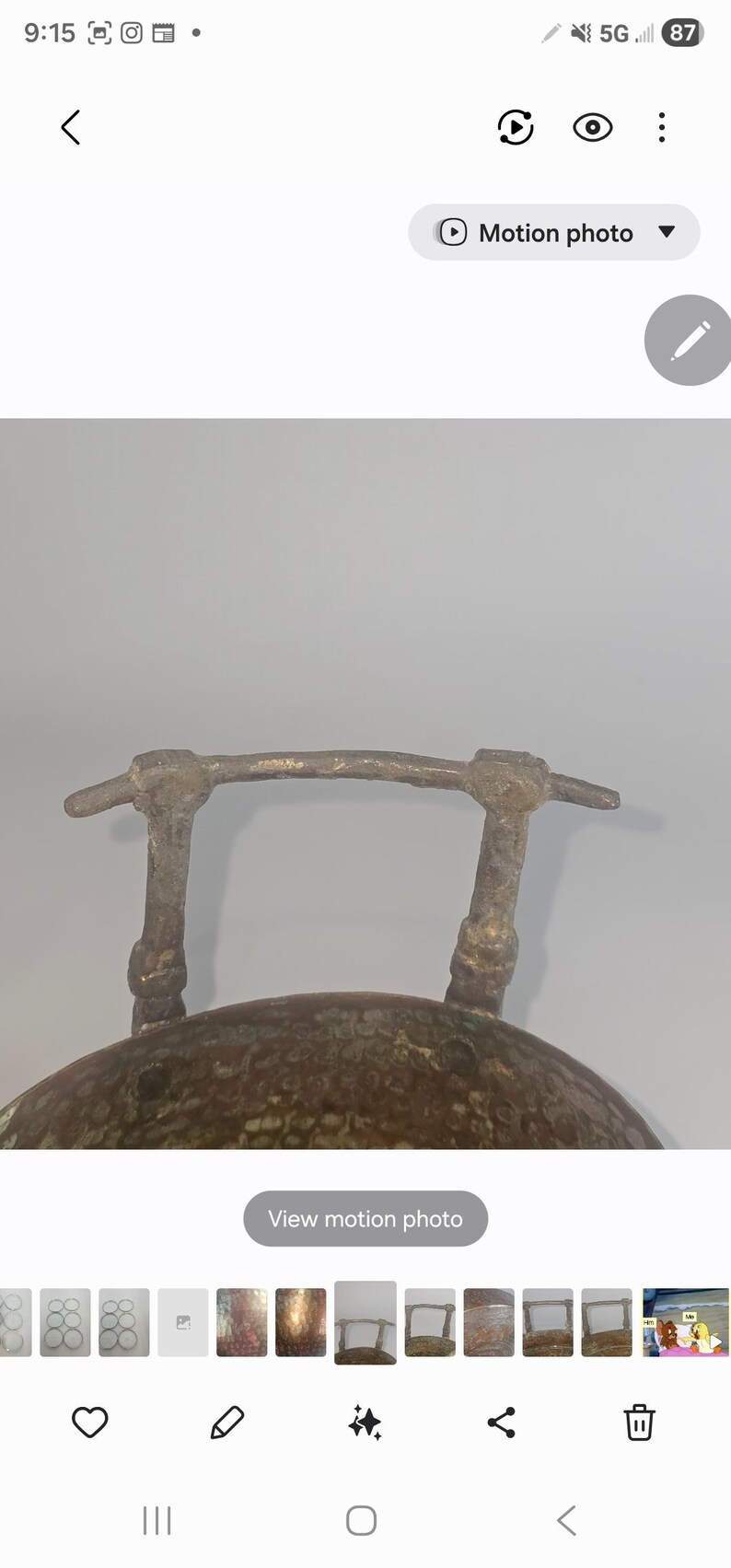 Vintage Copper Bowl | Dimpled Hammered Copper Planter With Brass ...