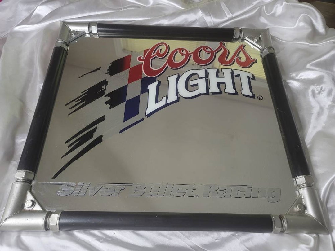 Vintage COORS Light SILVER BULLET Beer Bar Advertising Mancave Mirror