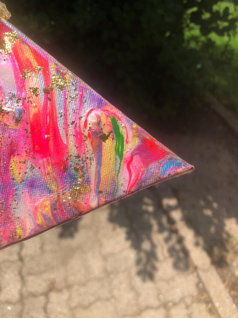 Crystalline Peak – Triangle Resin Art With Crystal Cluster and Rainbow ...