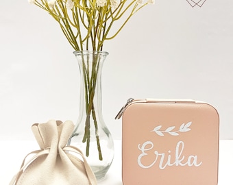 Caixas de joias personalizadas, estojo de joias de viagem, presente de dama de honra, presente personalizado para mulheres, presente personalizado, organizador de joias de viagem