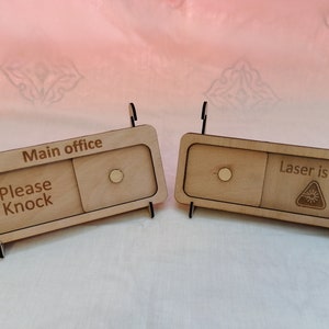Laser cut customizable sliding door sign
