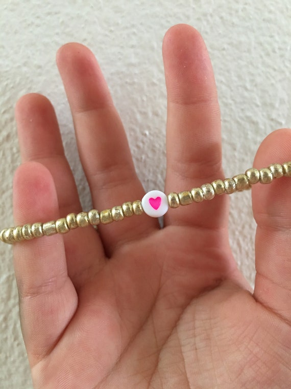 Pink store heart anklet