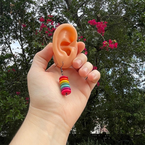 Wooden rainbow earrings