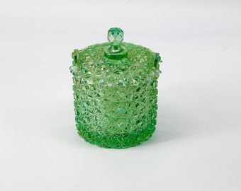 Vintage Candle - Daisy & Button Candy Dish - Seafoam Carnival Glass