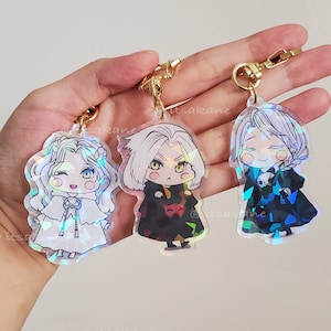 Final Fantasy XIV Chibi Endwalker Characters 2.5&quot; Holographic Acrylic Keychain Charm| Double-sided Print