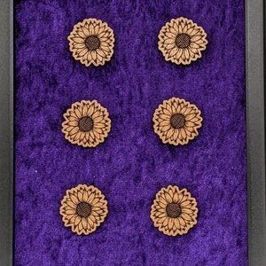 Wood Fridge Magnet Set - Sunflower (choice of Maple, Cherry or Walnut)