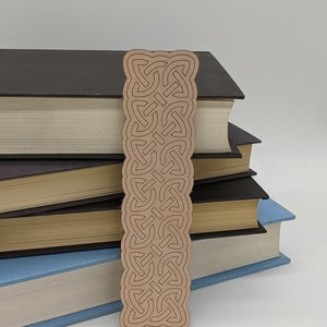 DIY Bookmark - Vegetable Tanned Leather - Natural Undyed - Celtic Knot Pattern