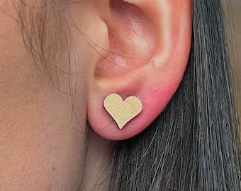 Wood Earrings - Post Stud - Heart (choice of Maple, Cherry or Walnut)