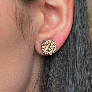 Wood Earrings - Post Stud - Succulent Plant (choice of Maple, Cherry or Walnut)