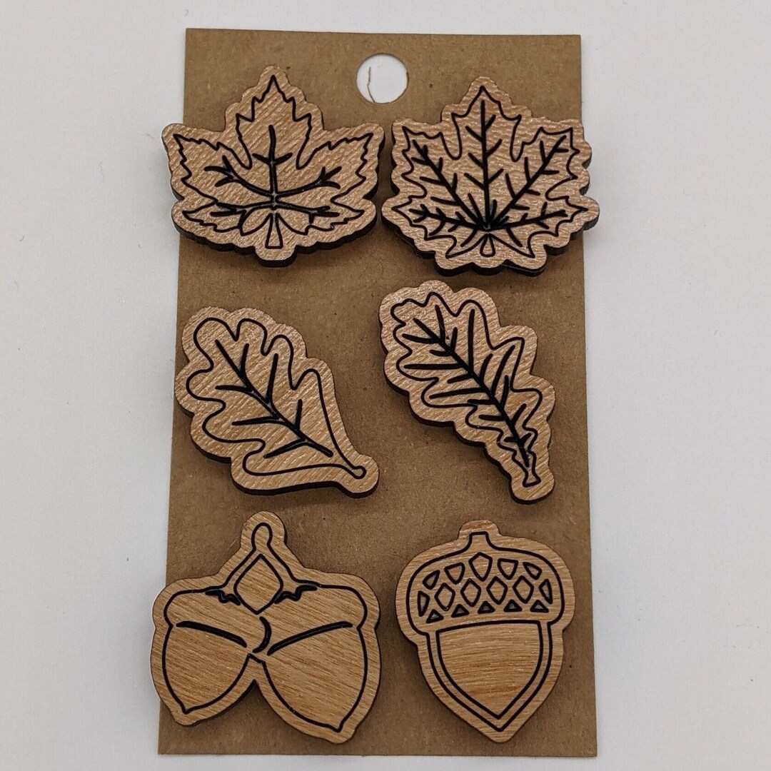Wood Fridge Magnet Set - Autumn Leaf (choice of Maple, Cherry or Walnut ...