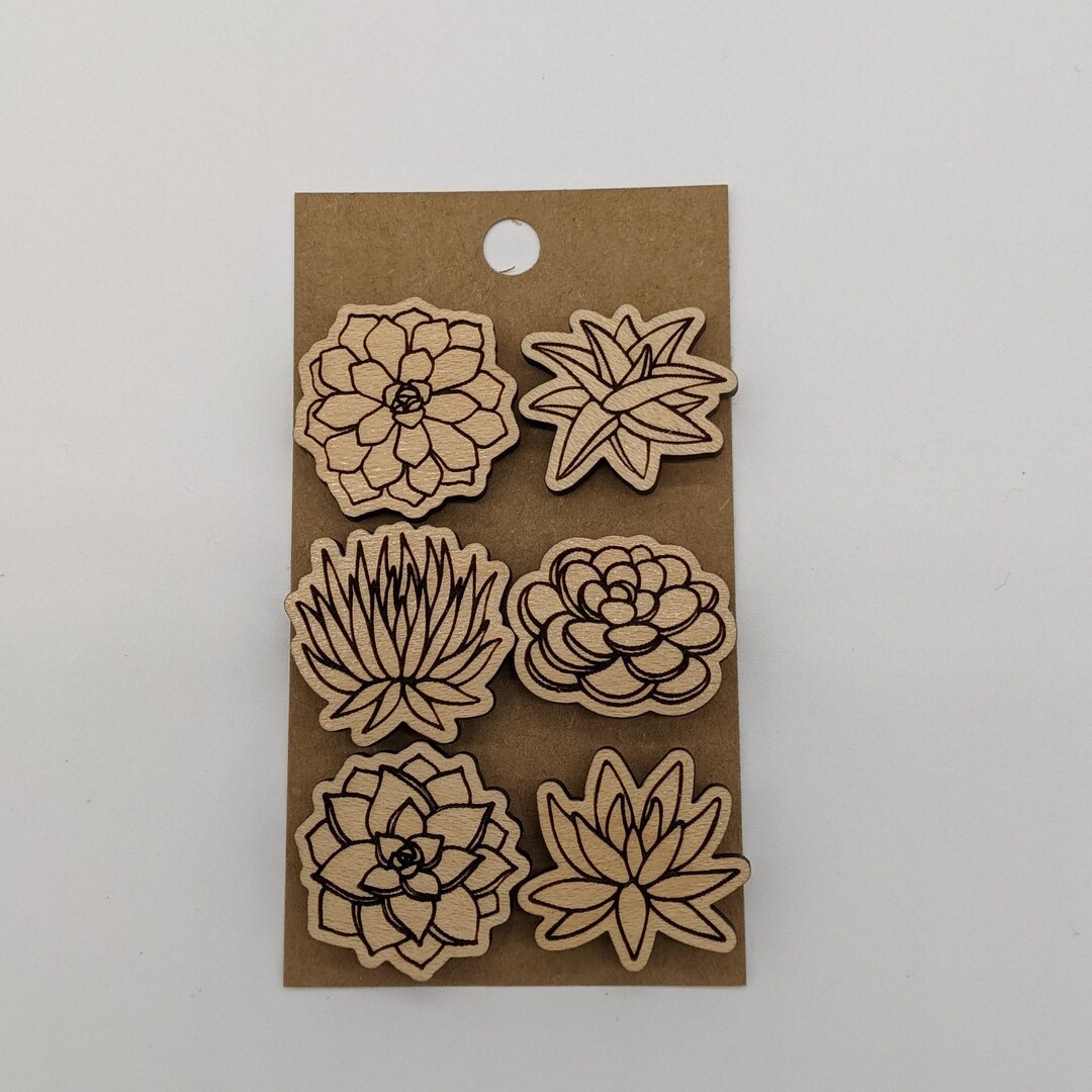 Succulent Wooden Magnet Set – Laser Cut, Maple Cherry Walnut - Etsy
