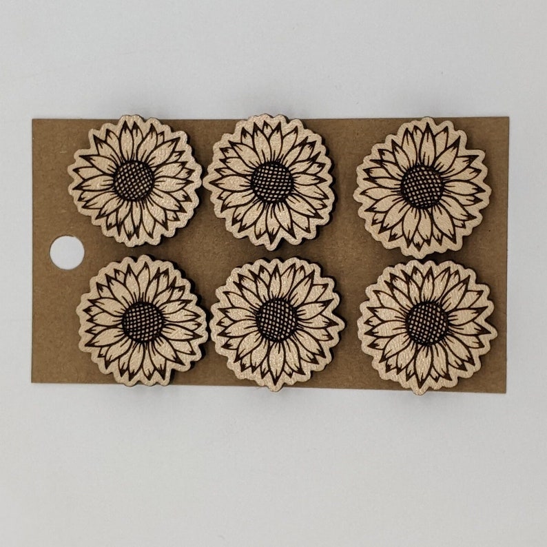 Wood Fridge Magnet Set - Sunflower (choice of Maple, Cherry or Walnut ...