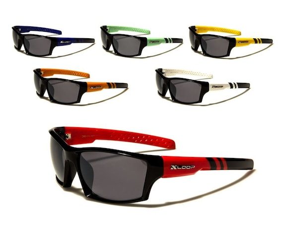 Xloop Sunglasses Shades Plastic Frames Dark Color Square Lenses Wrap Around  Style Sport Baseball Golf Running Driving for Men 
