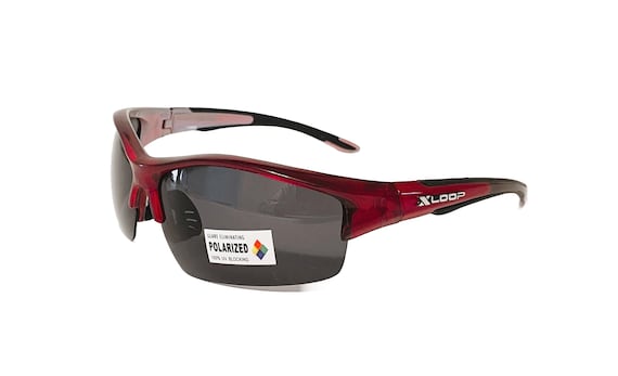 x Loop Polarized Sunglasses Wrap Around Style Plastic Half Frame Rectangle Dark Lenses Sport Running Driving Fishing for Men.
