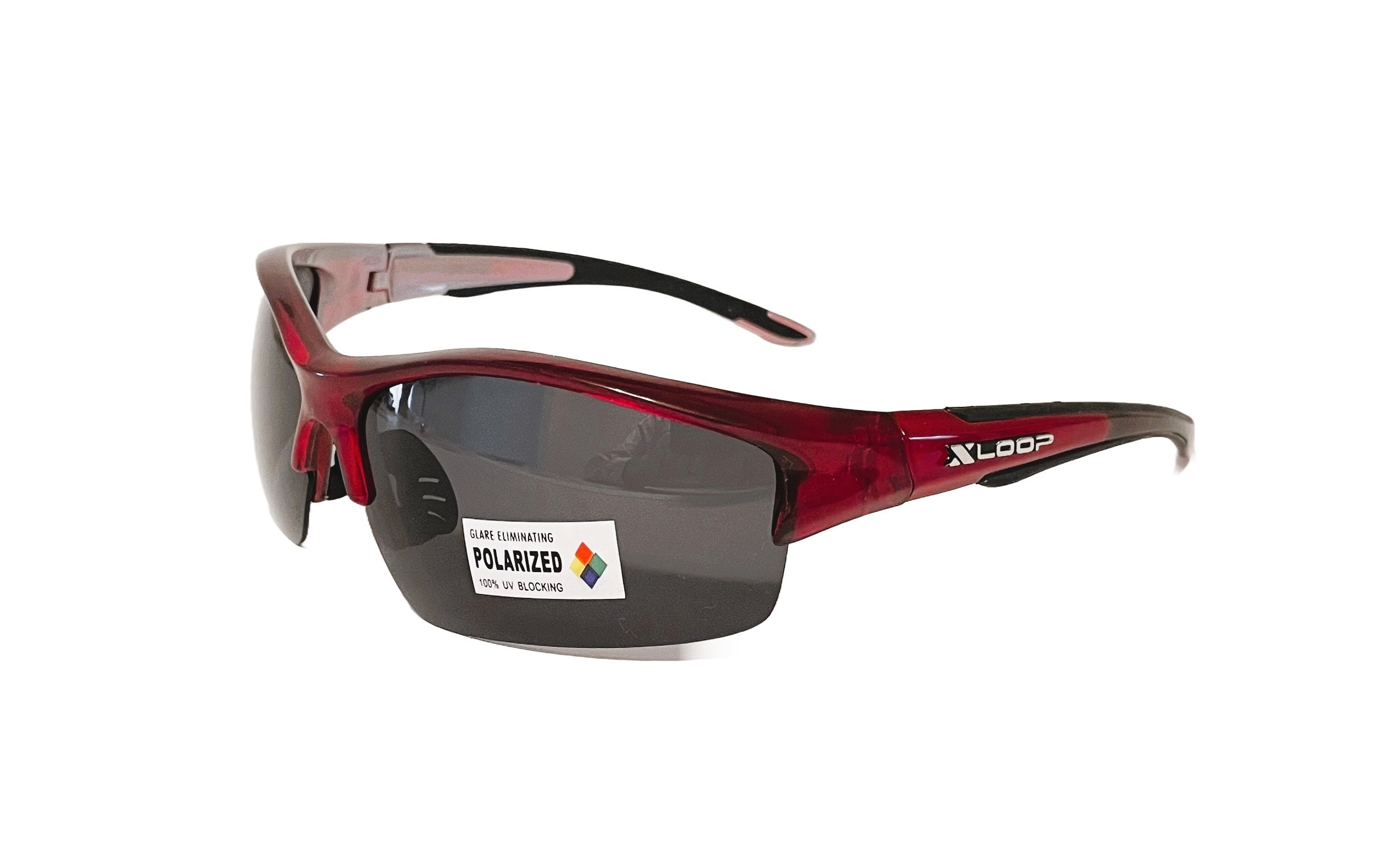 x Loop Polarized Sunglasses Wrap Around Style Plastic Half Frame Rectangle Dark Lenses Sport Running Driving Fishing for Men.