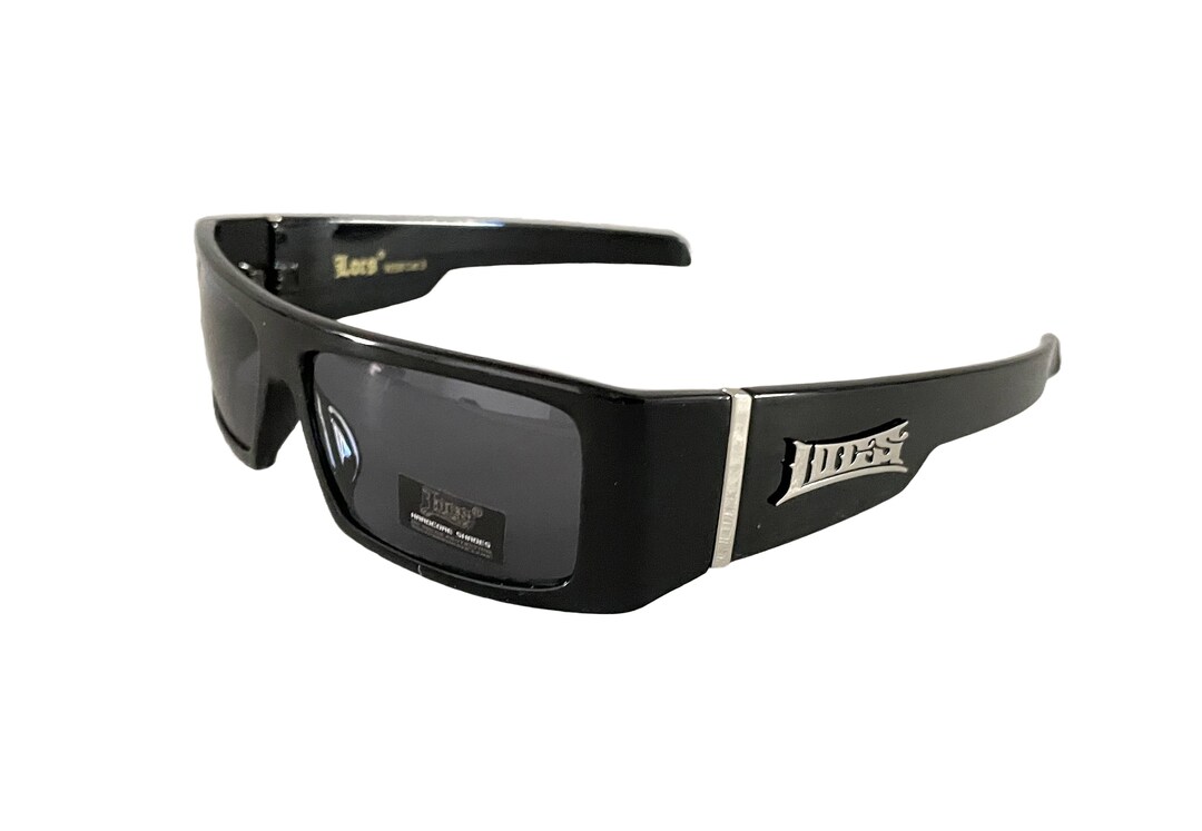 LOCS Sunglasses Gangster Style Flat Top Black Plastic Frame Rectangle