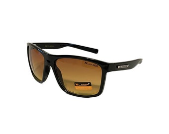 X Loop Sunglasses HD High Definition Night Driving Lenses Retro Style Black Plastic Frames Amber Lenses Driving Running Sport For Men Women.