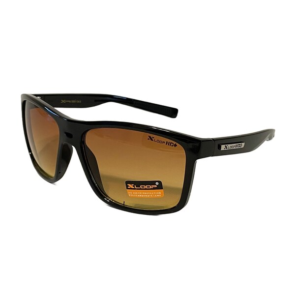 X Loop Sunglasses HD High Definition Night Driving Lenses Retro Style Black Plastic Frames Amber Lenses Driving Running Sport For Men Women.