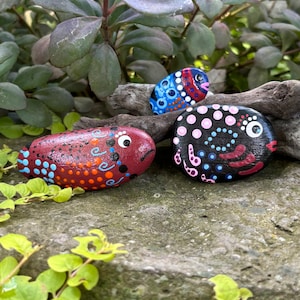 Cute hand painted fish rocks set of 3