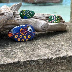 Cute hand painted fish rocks set of 3
