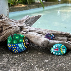 Cute hand painted fish rocks set of 3