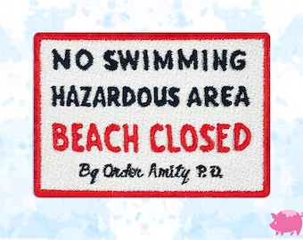 Amity Island Beach Closed Iron-On Embroidery Patch