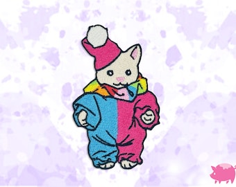 Clown Cat Iron-On Embroidery Patch