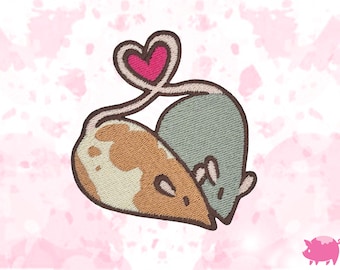 Rats in Love Iron-On Embroidery Patch