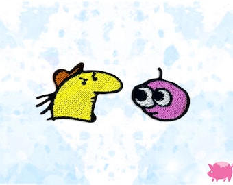 Smiling Friends Charlie and Pim Mini Iron-On Embroidery Patches