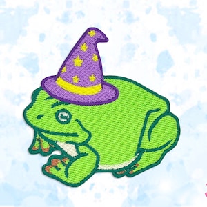 Frog Wizard Iron-On Embroidery Patch