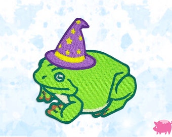Frog Wizard Iron-On Embroidery Patch