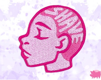 Roze SHAVE opstrijkbare borduurpatch