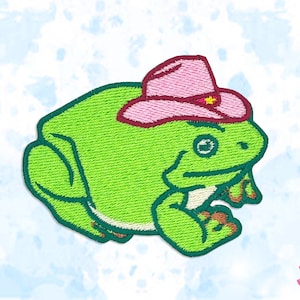 Frog Cowboy Iron-On Embroidery Patch