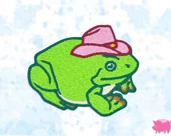 Frog Cowboy Iron-On Embroidery Patch