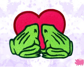 Frogs in Love Iron-On Embroidery Patch