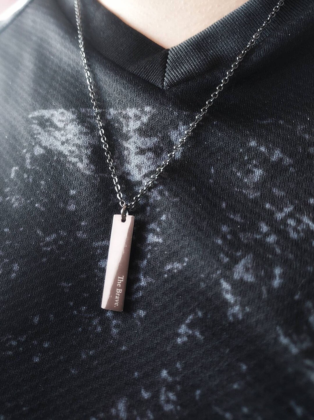 The Brave Premium Grade Men's Pendant Necklace Gunmetal Stainless
