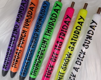 Halloween Weekday Glitter Pen Set, 7PCS Funny Pens, , Days of the Week Pens