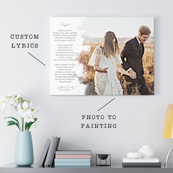 13th Anniversary Gift for Husband, Wedding Song Anniversary Gift, 13 Year Anniversary Personalized Canvas Gift for Couples, Lyrics Painting