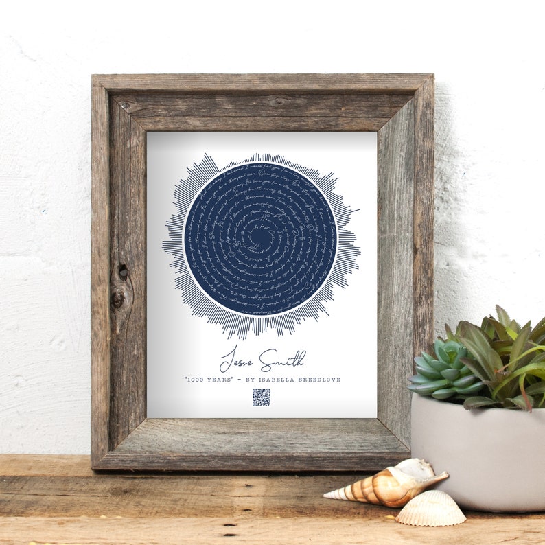 Sound Wave Art With QR Code Framed Wall Art With Lyrics Etsy